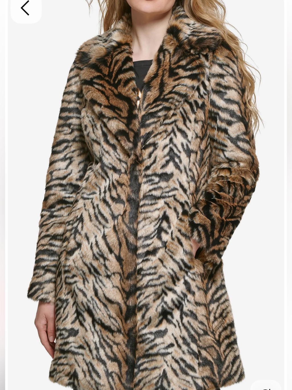 Karl Lagerfeld Faux Fur Tiger-Print Coat M As New